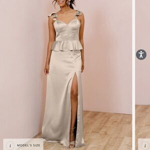 Revelry Piper Satin Dress in Gold Champagne Size 6